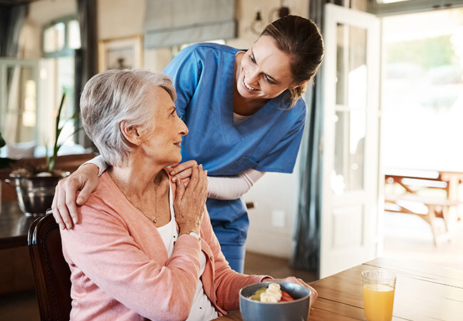 woman with caregiver