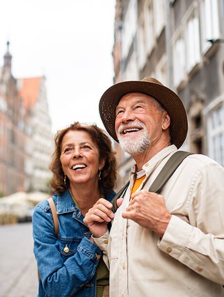 Tourist couple smiling