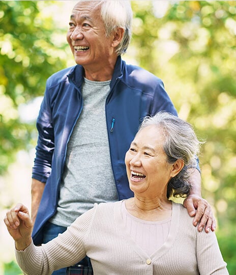 happy couple in a park