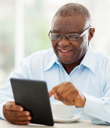 man using tablet